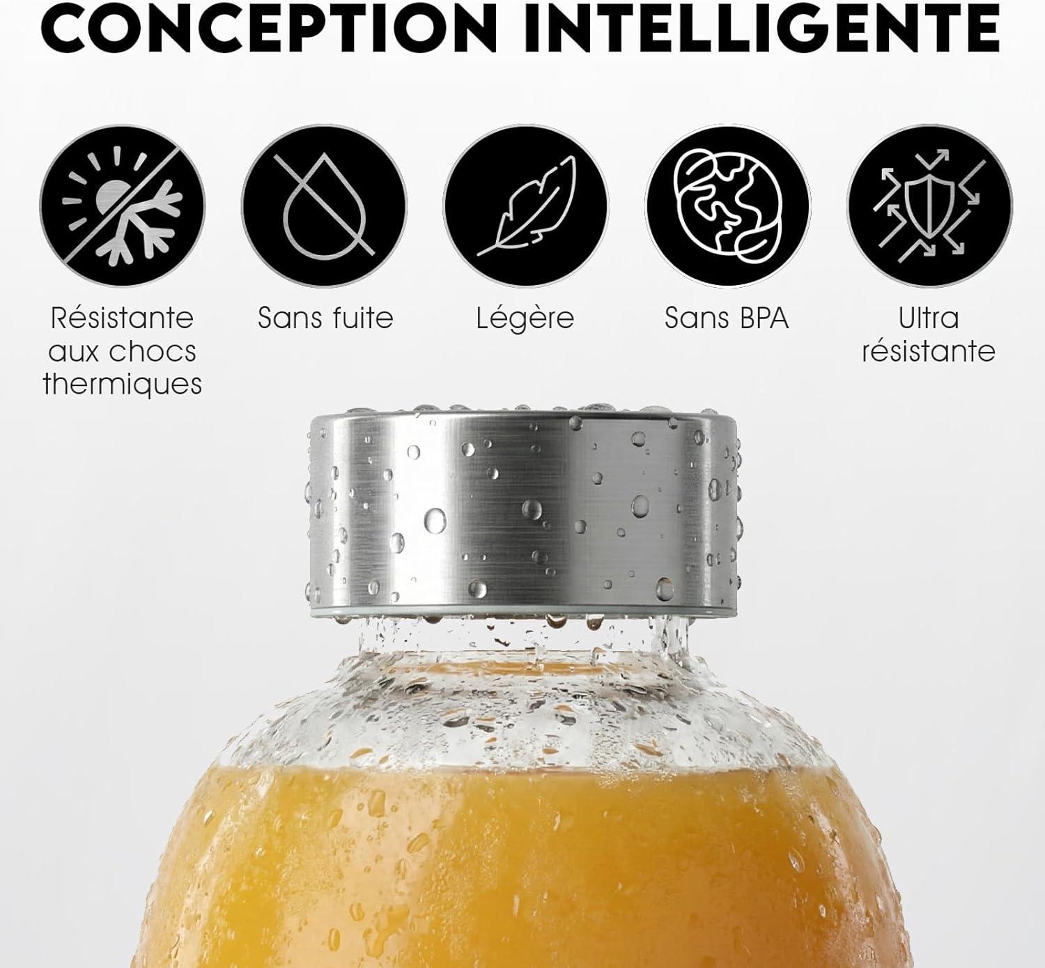 image:imageMontClair Kristal Gourde Borosilicate Bouteille en verre 750ml avec housse en noprne Antifuite sans BPA Boissons chaudes amp froides Idale pour les voyages gym et la course NoirVert