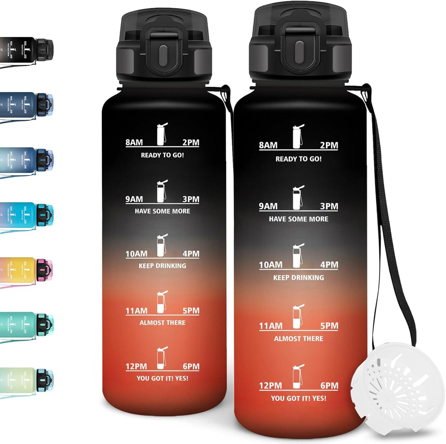 image:imageMotswedi Gourde 15l Anti Fuite Gourde Sport Rutilisable Bouteille deau sans BPA Bouteille Reutilisable pour Randonne Fitness Yoga Camping Sport Noir amp RougeNoir Rouge