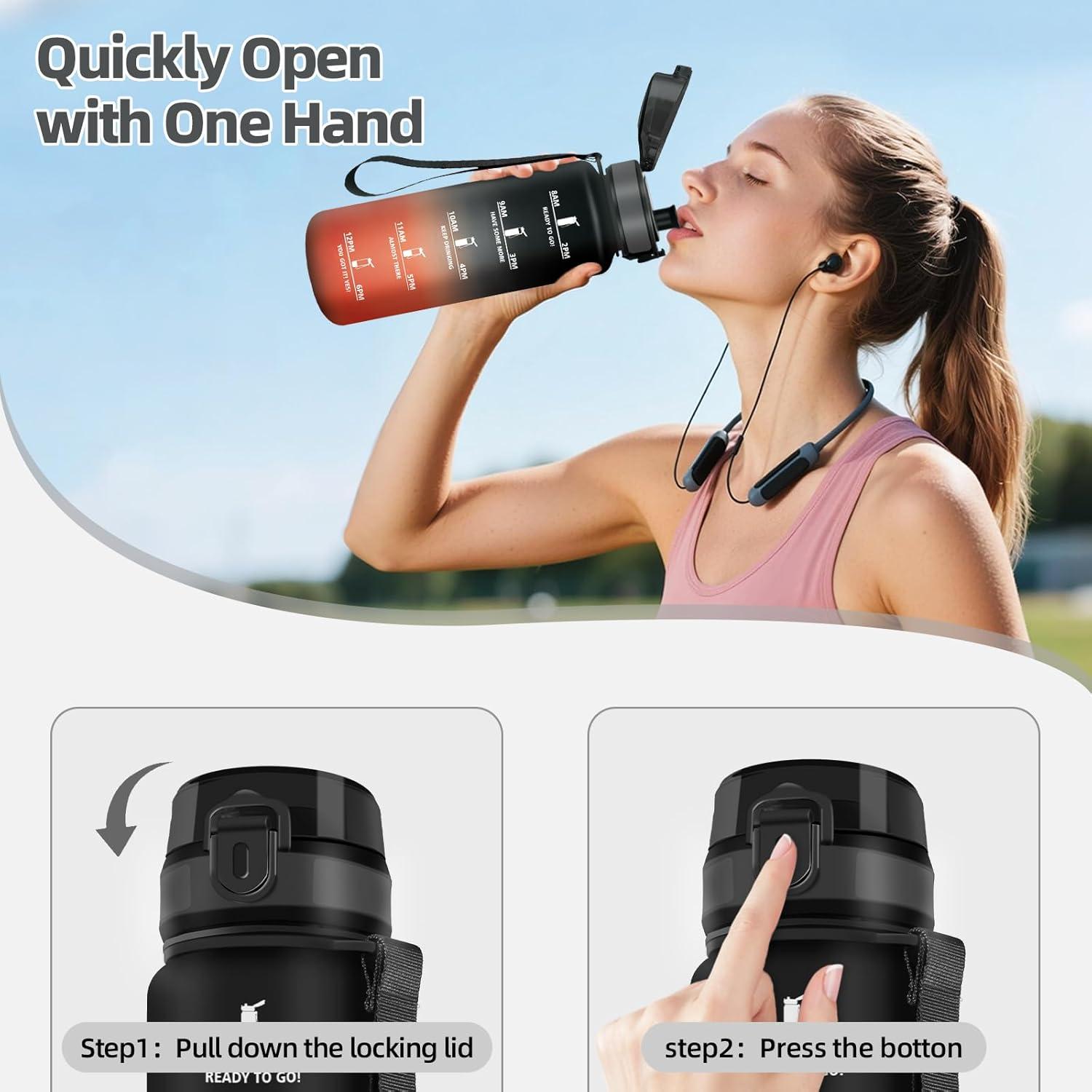 image:imageMotswedi Gourde 15l Anti Fuite Gourde Sport Rutilisable Bouteille deau sans BPA Bouteille Reutilisable pour Randonne Fitness Yoga Camping Sport Noir amp RougeNoir Rouge