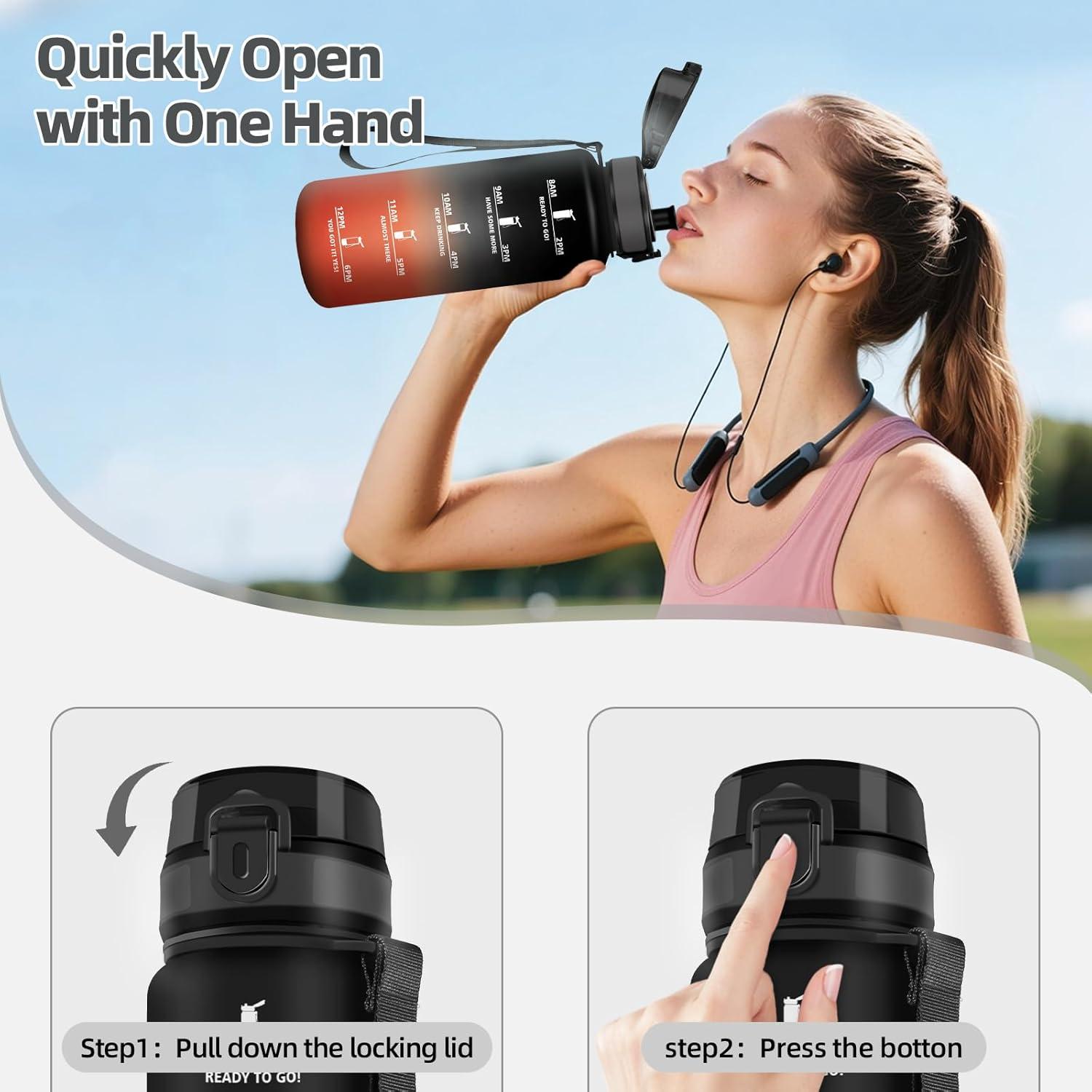 image:imageMotswedi Gourde 15l Anti Fuite Gourde Sport Rutilisable Bouteille deau sans BPA Bouteille Reutilisable pour Randonne Fitness Yoga Camping Sport Noir amp RougeNoir Rouge