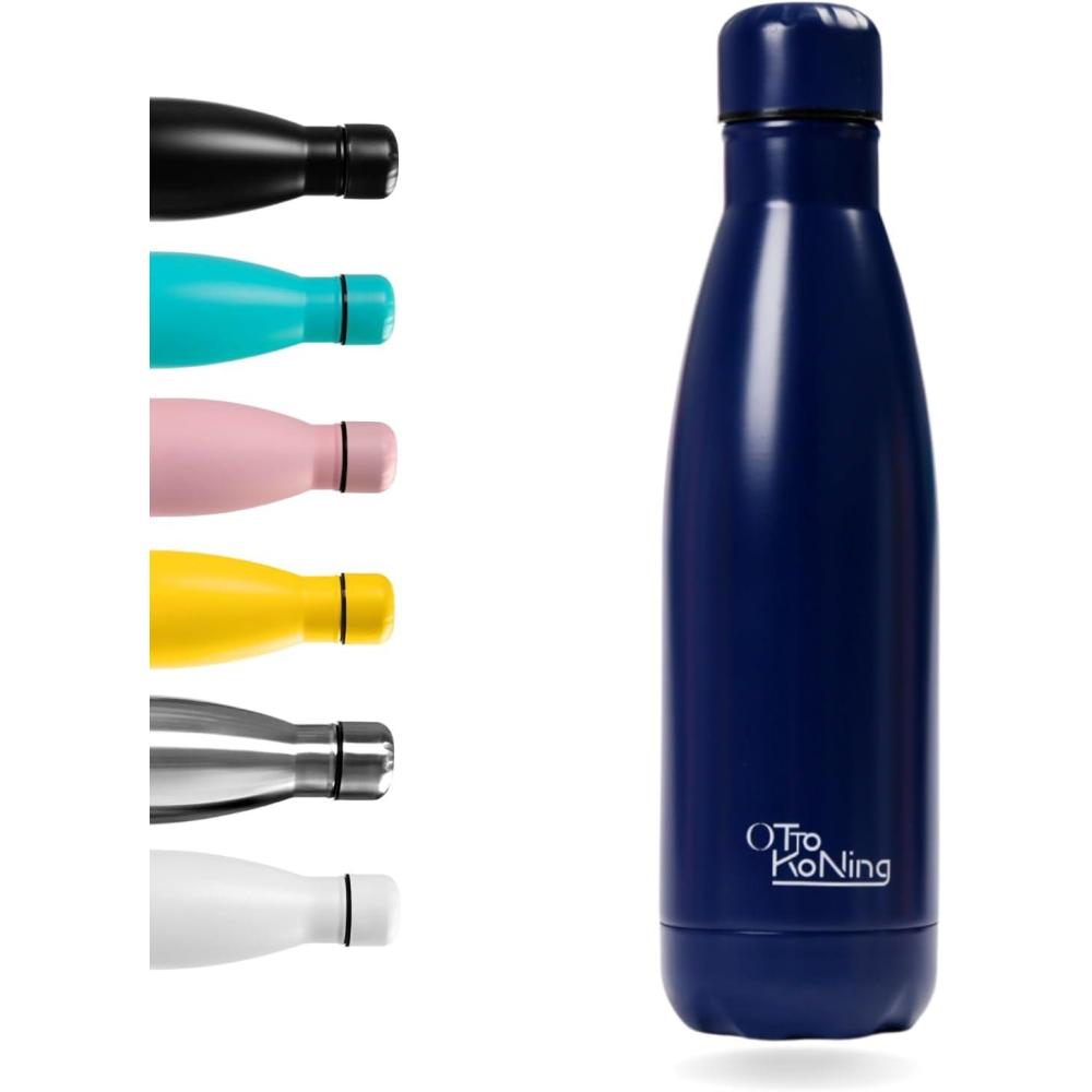 image:imageGourde Isotherme Otto Koning 1L Inox  Bouteille Eau Sport Thermos Caf et Th Maintien Chaud 12h Froid 24h  Design tanche Double Paroi Sans BPA pour Homme Femme BureauBleu Marine