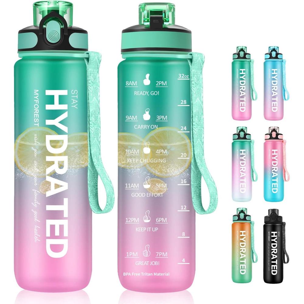 image:imageMYFOREST bouteille deau grand bec pour une gorgepaille amovible pour siroter Marqueur de temps antirayures pour une hydratation motivationnelle rsistant aux chutessans BPA1l Vertrose2