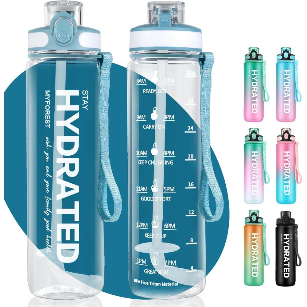image:imageMYFOREST bouteille deau grand bec pour une gorgepaille amovible pour siroter Marqueur de temps antirayures pour une hydratation motivationnelle rsistant aux chutessans BPA1l Transparent2