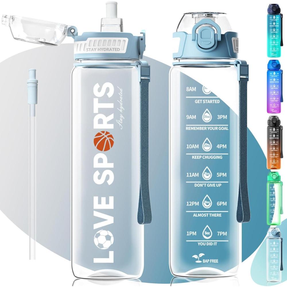 image:imageMYFOREST bouteille deau grand bec pour une gorgepaille amovible pour siroter Marqueur de temps antirayures pour une hydratation motivationnelle rsistant aux chutessans BPA1l Transparent Blanc