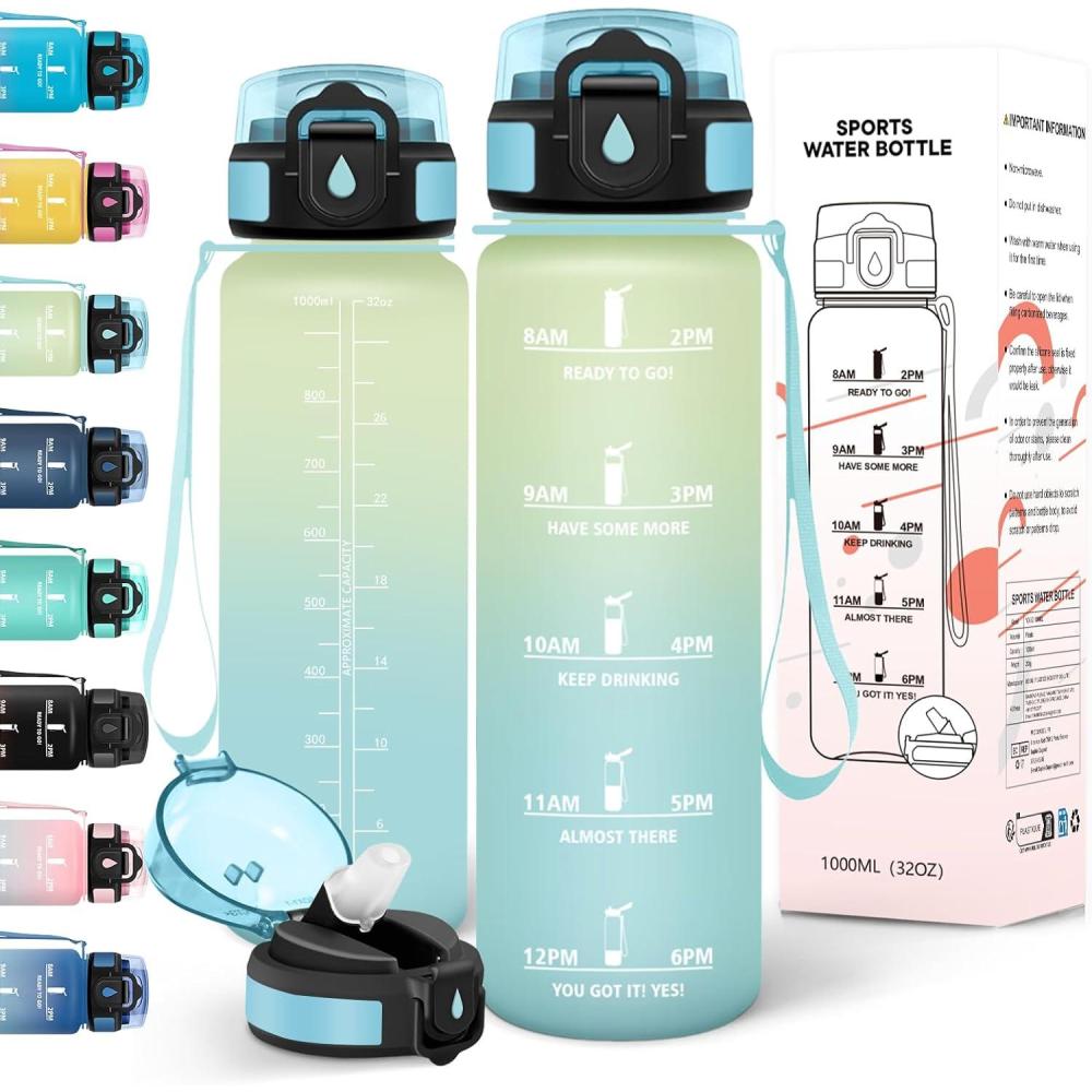 image:imageMotswedi Gourde 15l Anti Fuite Gourde Sport Rutilisable Bouteille deau sans BPA Bouteille Reutilisable pour Randonne Fitness Yoga Camping Sport Noir amp RougeBlanc Cass Bleu Clair