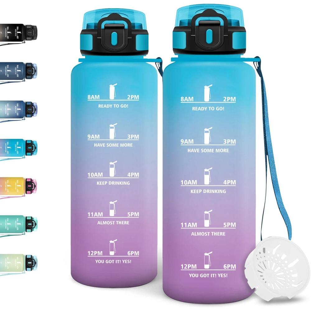 image:imageMotswedi Gourde 15l Anti Fuite Gourde Sport Rutilisable Bouteille deau sans BPA Bouteille Reutilisable pour Randonne Fitness Yoga Camping Sport Noir amp RougeBleu  Violet