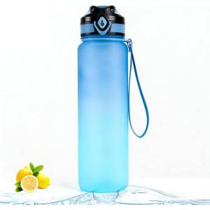 Generisch Bouteille d&rsquo;eau de sport de 1 l, avec affichage de l&rsquo;heure et filtre intégré, 100 % étanche, Tritan sans BPA, bouteille de motivation avec sangle de transport pour la salle de gym, le sport