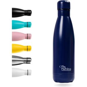 Gourde Isotherme Otto Koning 1L Inox – Bouteille Eau Sport Thermos Café et Thé Maintien Chaud 12h Froid 24h – Design Étanche Double Paroi Sans BPA pour Homme Femme Bureau(Bleu Marine)
