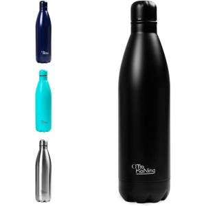 Gourde Isotherme Otto Koning 1L Inox – Bouteille Eau Sport Thermos Café et Thé Maintien Chaud 12h Froid 24h – Design Étanche Double Paroi Sans BPA pour Homme Femme Bureau(Noir)