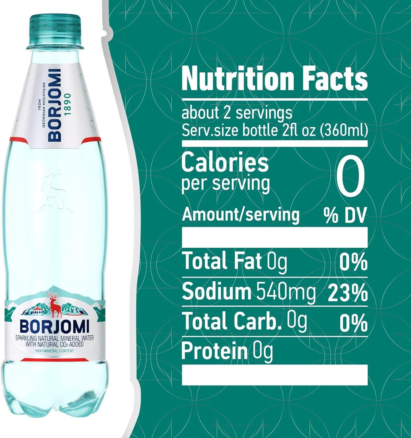 image:imageBorjomi Eau minrale gazifie Lot de 12 bouteilles deau en PET 05 l chacune Eau minrale naturelle 100 gazifie Eau volcanique gazifie par du CO2 naturel sans ingrdients artificiels