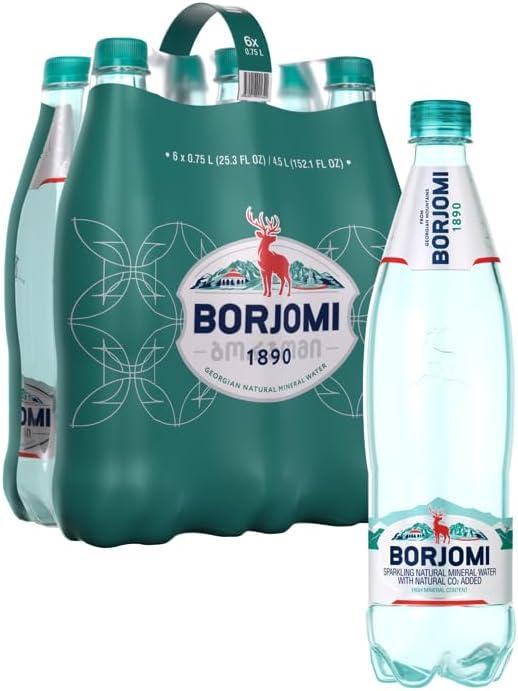 image:imageBorjomi Eau minrale gazifie Lot de 12 bouteilles deau en PET 05 l chacune Eau minrale naturelle 100 gazifie Eau volcanique gazifie par du CO2 naturel sans ingrdients artificiels