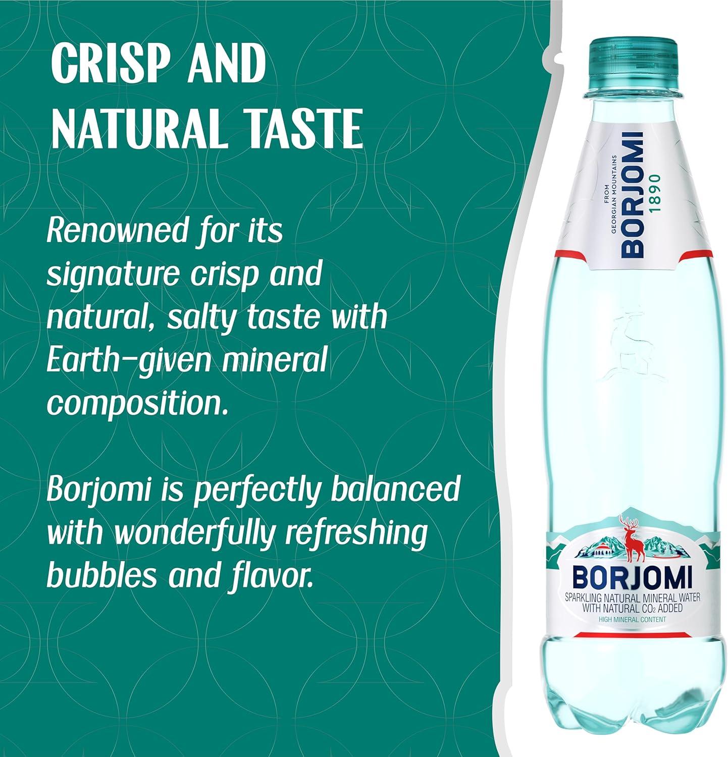 image:imageBorjomi Eau minrale gazifie Lot de 12 bouteilles deau en PET 05 l chacune Eau minrale naturelle 100 gazifie Eau volcanique gazifie par du CO2 naturel sans ingrdients artificiels