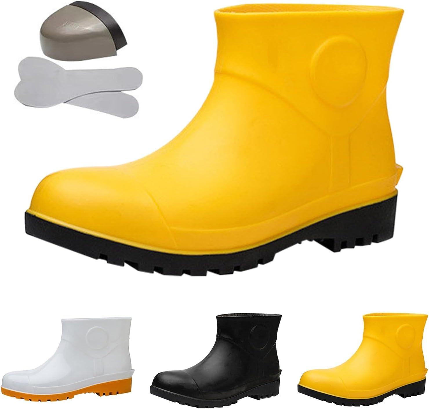 image:imageBottes de pluie de travail pour homme rsistantes aux chocs et la perforation pour lindustrie et lexploitation minire rsistantes lhuile et aux alcalins chaussures deau blanches sansN