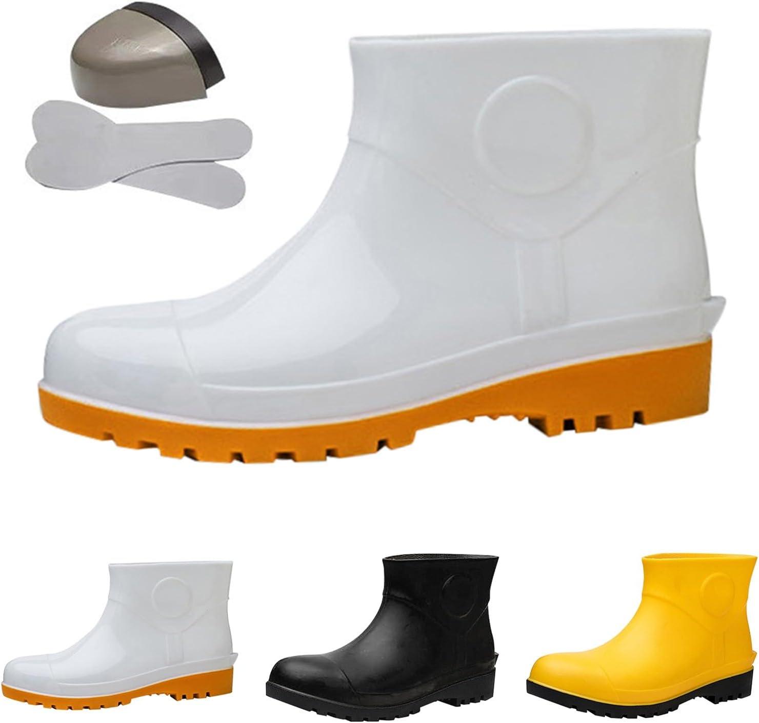 image:imageBottes de pluie de travail pour homme rsistantes aux chocs et la perforation pour lindustrie et lexploitation minire rsistantes lhuile et aux alcalins chaussures deau blanches sansT