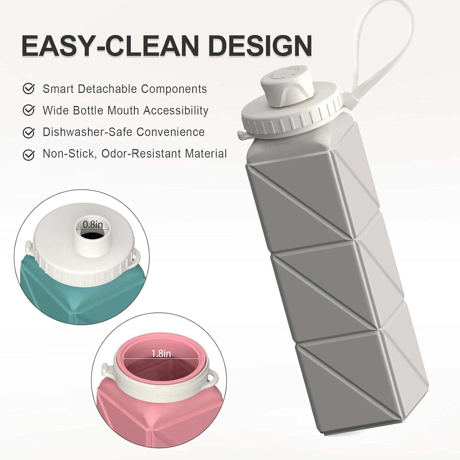 image:imageBouteille deau pliable en silicone 610 ml Lgre rutilisable tanche Pour voyage camping randonne cyclisme yoga sports de plein air NoirStarlight