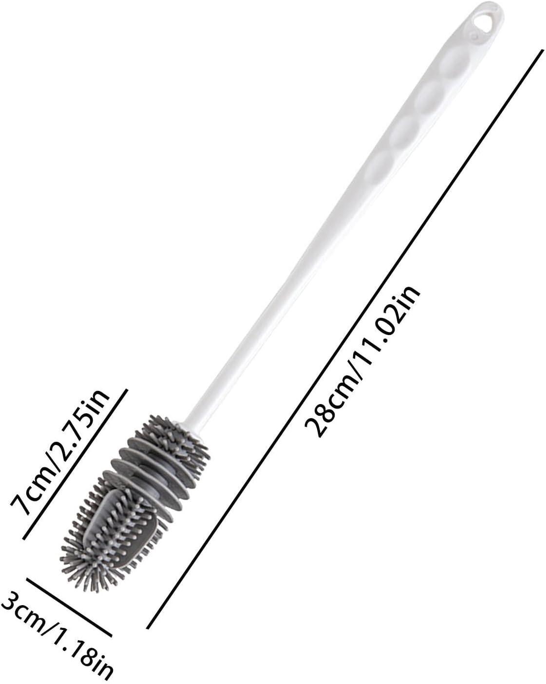 image:imageBrosse Nettoyeur Rutilisable Brosse Biberon en Silicone MultiUsages Nettoyage Manche Long pour Bouteille deau Gourde Sport Verre BiberonBlanc