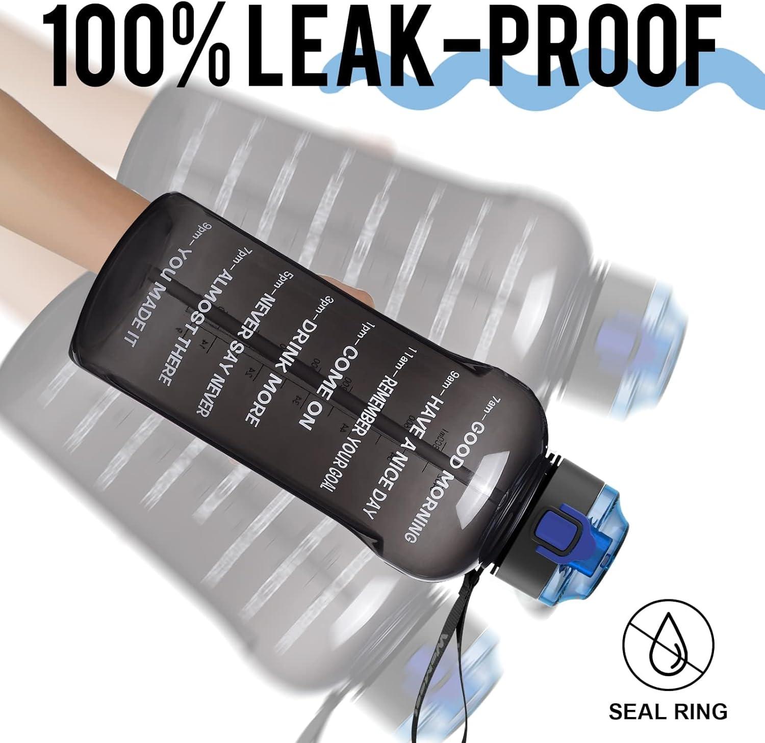 image:imageGourde Tritan sans BPA Filtrante fruits 2 L Bouteille antifuite Marqueur de temps Sport NoirBlack