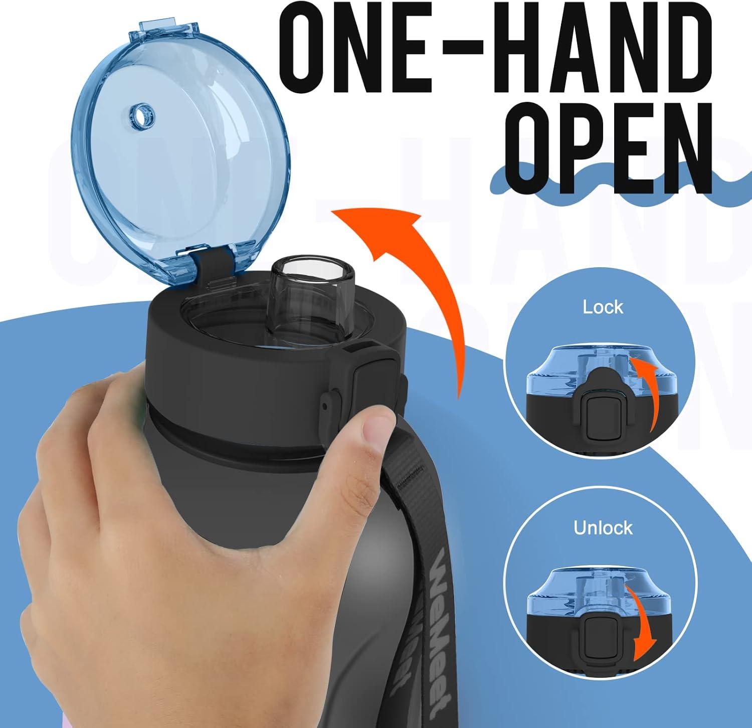 image:imageGourde Tritan sans BPA Filtrante fruits 2 L Bouteille antifuite Marqueur de temps Sport NoirBlack