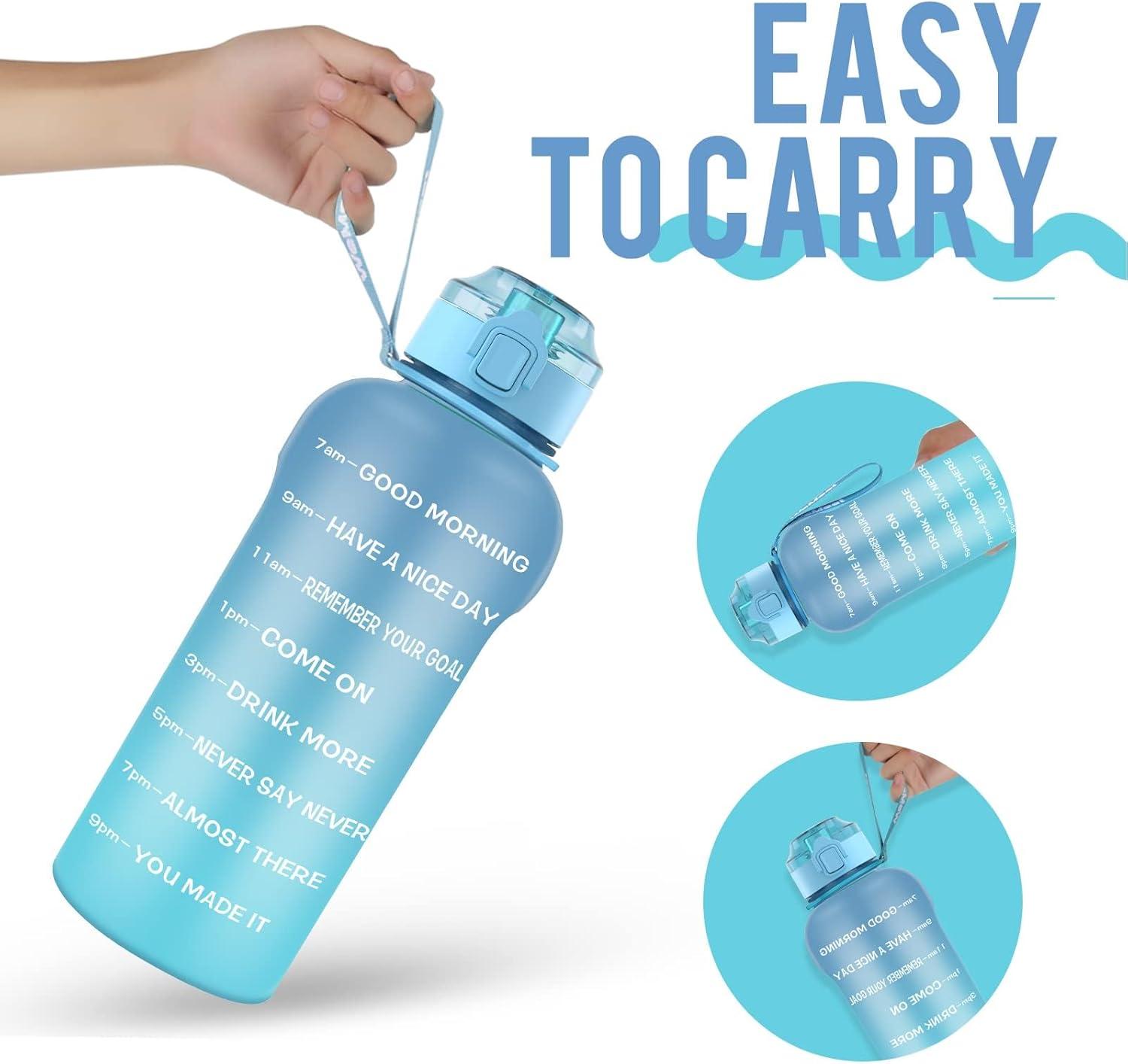 image:imageGourde Tritan sans BPA Filtrante fruits 2 L Bouteille antifuite Marqueur de temps Sport NoirBlue Blue