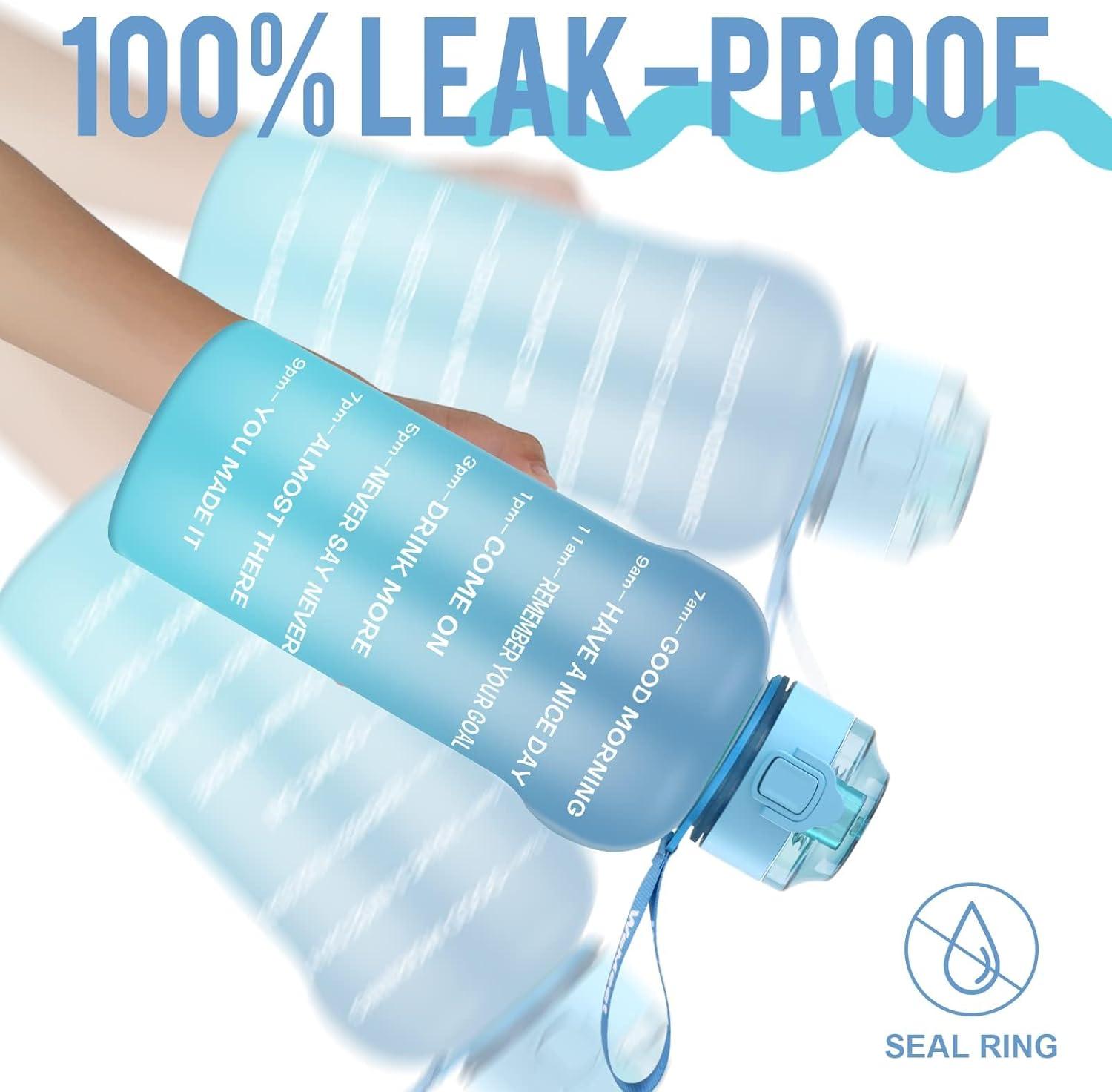 image:imageGourde Tritan sans BPA Filtrante fruits 2 L Bouteille antifuite Marqueur de temps Sport NoirBlue Blue