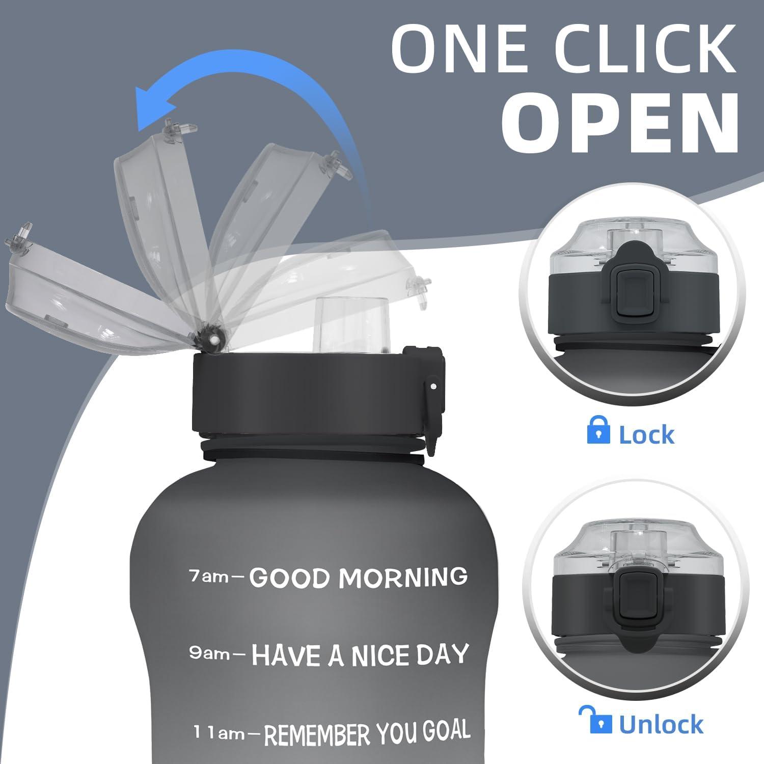 image:imageGourde Tritan sans BPA Filtrante fruits 2 L Bouteille antifuite Marqueur de temps Sport NoirNoirBlanc