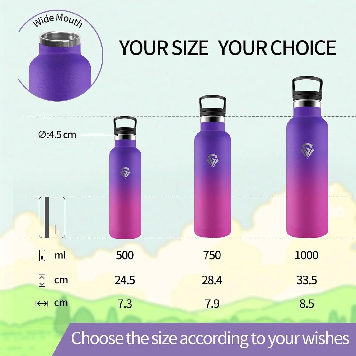image:imageHoneyHolly Gourde Isotherme 500 ML Gourde INOX avec Paille Bouteille deau sans BPA Rutilisable AntiFuite Isolation sous Vide en Acier Inoxydable Double Paroi pour Enfants Adultes SportViolet Fonc Rose Rouge 500 Ml