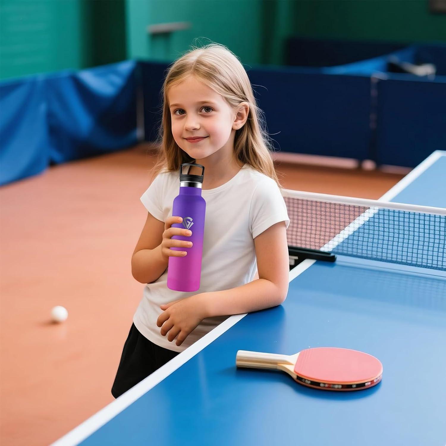 image:imageHoneyHolly Gourde Isotherme 500 ML Gourde INOX avec Paille Bouteille deau sans BPA Rutilisable AntiFuite Isolation sous Vide en Acier Inoxydable Double Paroi pour Enfants Adultes SportViolet Fonc Rose Rouge 500 Ml