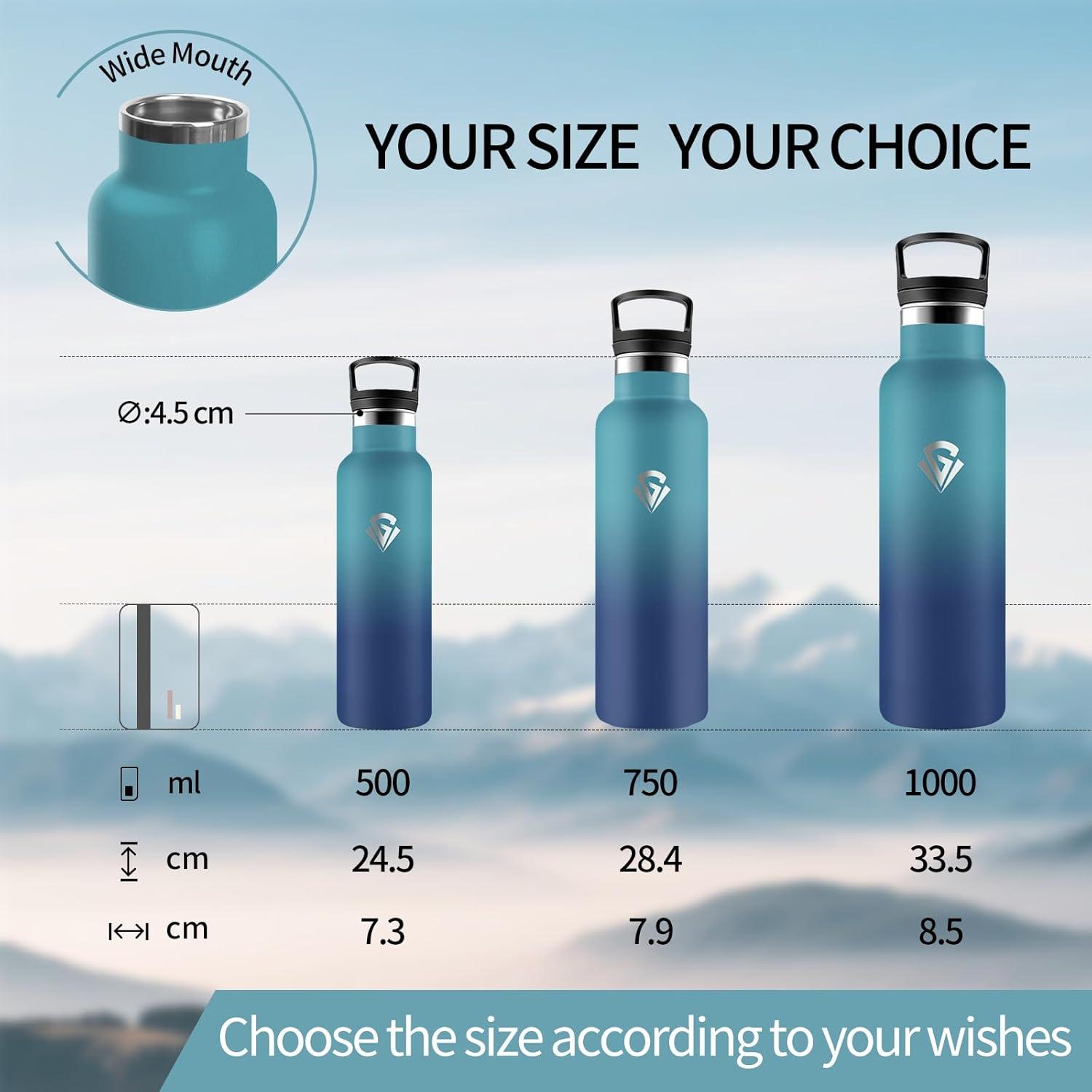 image:imageHoneyHolly Gourde Isotherme 500 ML Gourde INOX avec Paille Bouteille deau sans BPA Rutilisable AntiFuite Isolation sous Vide en Acier Inoxydable Double Paroi pour Enfants Adultes SportVert Fonc Bleu Fonc 1000 Ml