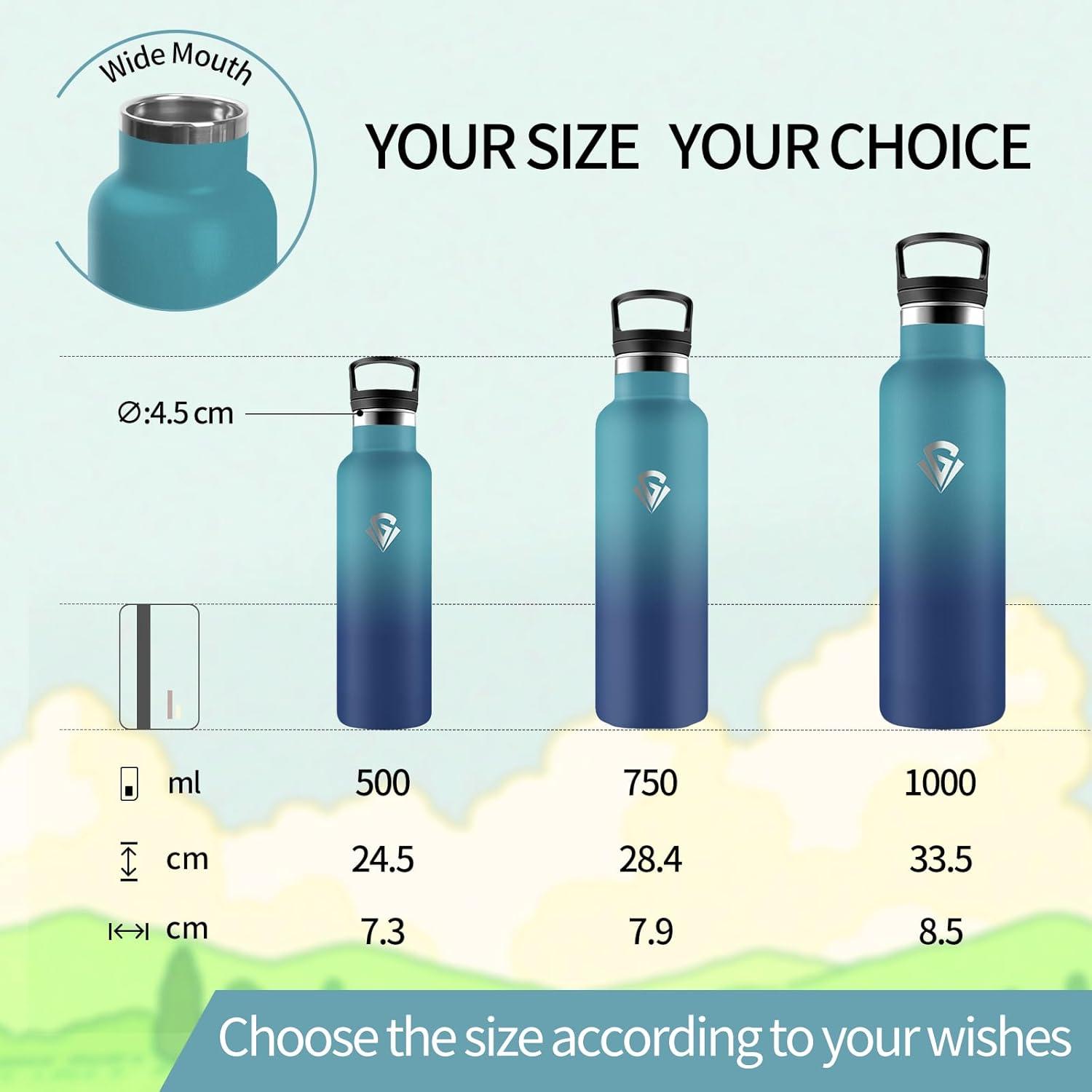 image:imageHoneyHolly Gourde Isotherme 500 ML Gourde INOX avec Paille Bouteille deau sans BPA Rutilisable AntiFuite Isolation sous Vide en Acier Inoxydable Double Paroi pour Enfants Adultes SportVert Fonc Bleu Fonc 500 Ml