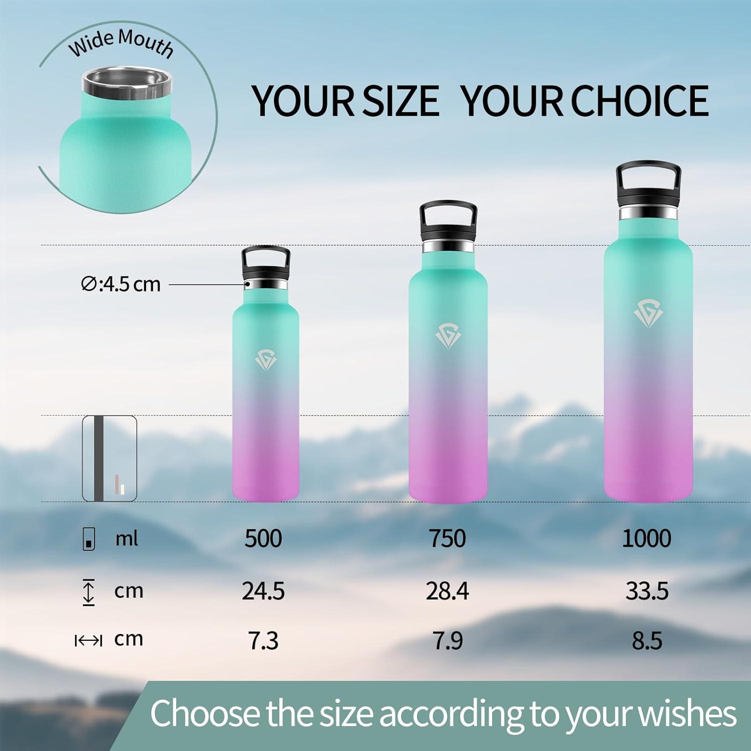 image:imageHoneyHolly Gourde Isotherme 500 ML Gourde INOX avec Paille Bouteille deau sans BPA Rutilisable AntiFuite Isolation sous Vide en Acier Inoxydable Double Paroi pour Enfants Adultes SportVert Deau Violet Clair 1000 Ml