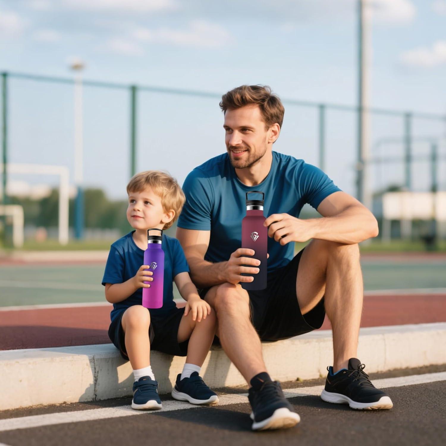 image:imageHoneyHolly Gourde Isotherme 500 ML Gourde INOX avec Paille Bouteille deau sans BPA Rutilisable AntiFuite Isolation sous Vide en Acier Inoxydable Double Paroi pour Enfants Adultes SportViolet Fonc Rose Rouge 500 Ml