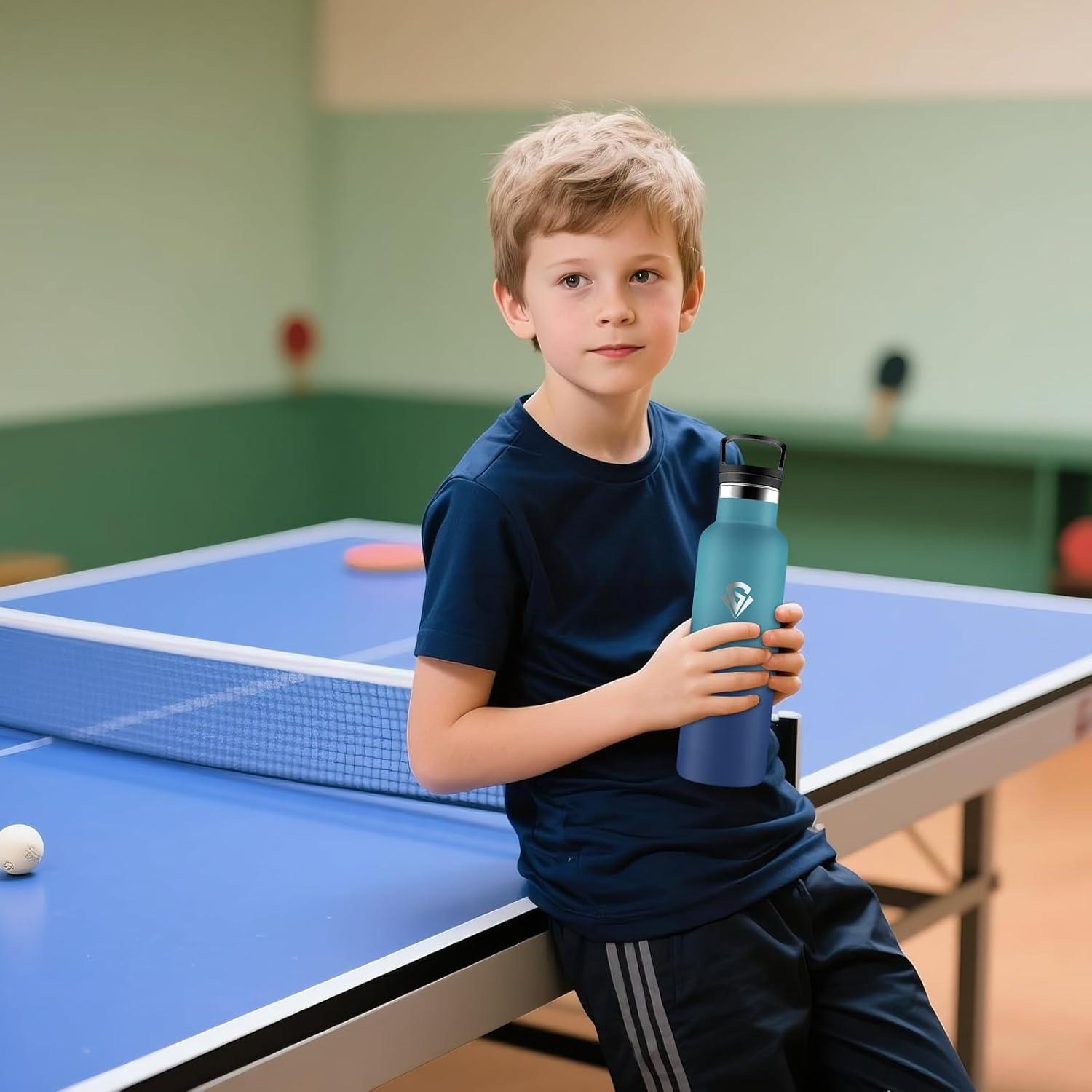 image:imageHoneyHolly Gourde Isotherme 500 ML Gourde INOX avec Paille Bouteille deau sans BPA Rutilisable AntiFuite Isolation sous Vide en Acier Inoxydable Double Paroi pour Enfants Adultes SportVert Fonc Bleu Fonc 500 Ml