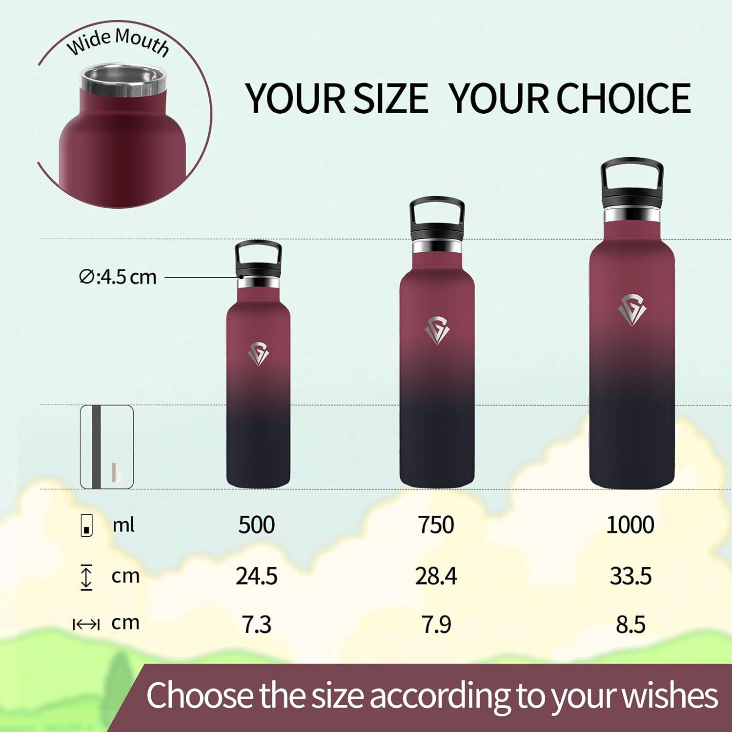 image:imageHoneyHolly Gourde Isotherme 500 ML Gourde INOX avec Paille Bouteille deau sans BPA Rutilisable AntiFuite Isolation sous Vide en Acier Inoxydable Double Paroi pour Enfants Adultes SportRouge Noir 500 Ml