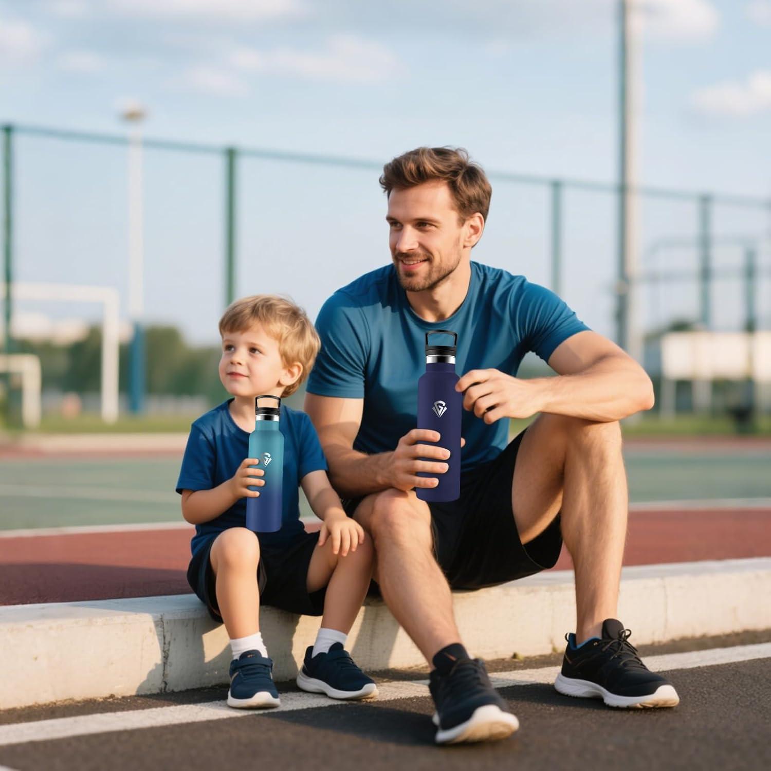 image:imageHoneyHolly Gourde Isotherme 500 ML Gourde INOX avec Paille Bouteille deau sans BPA Rutilisable AntiFuite Isolation sous Vide en Acier Inoxydable Double Paroi pour Enfants Adultes SportVert Fonc Bleu Fonc 750 Ml