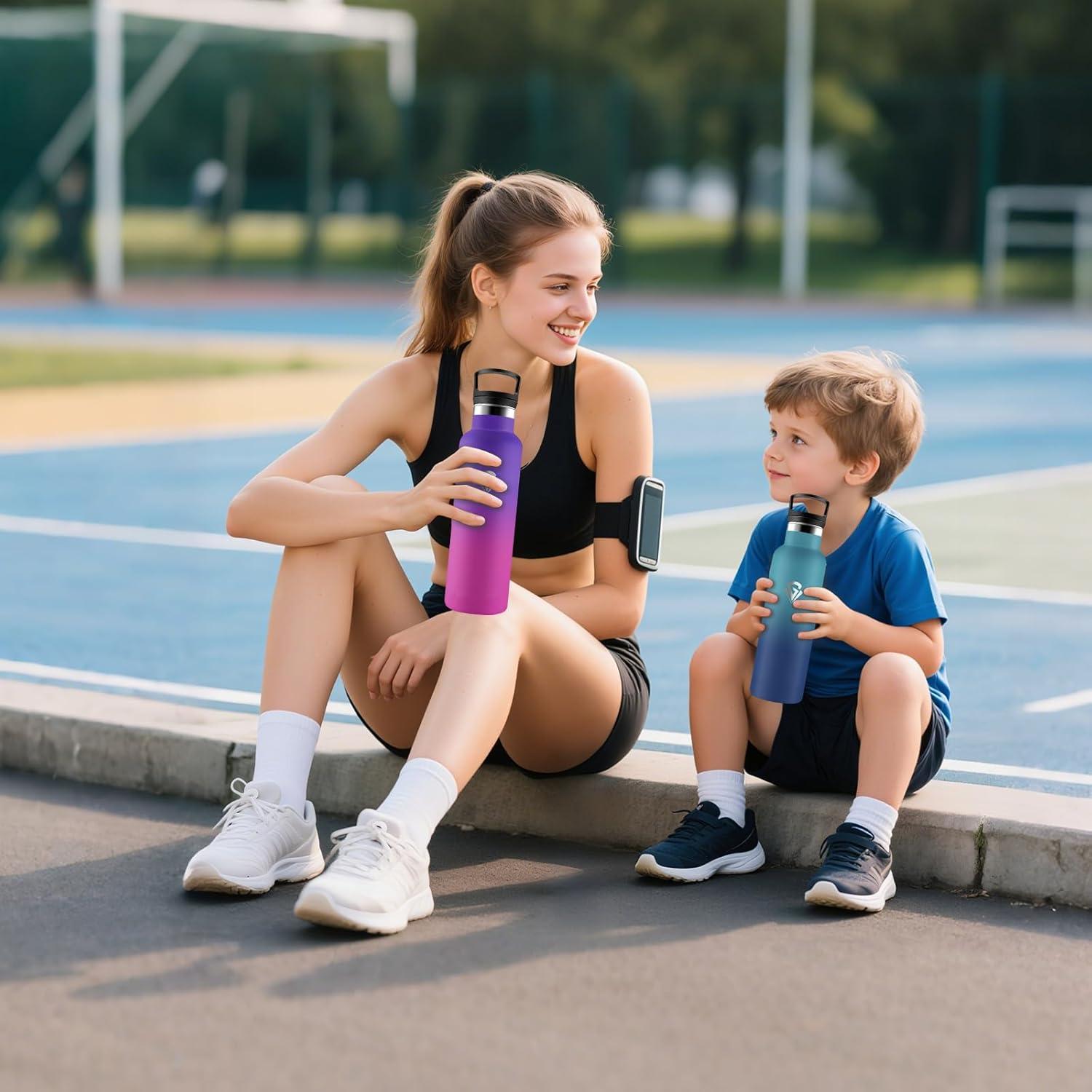 image:imageHoneyHolly Gourde Isotherme 500 ML Gourde INOX avec Paille Bouteille deau sans BPA Rutilisable AntiFuite Isolation sous Vide en Acier Inoxydable Double Paroi pour Enfants Adultes SportViolet Fonc Rose Rouge 750 Ml