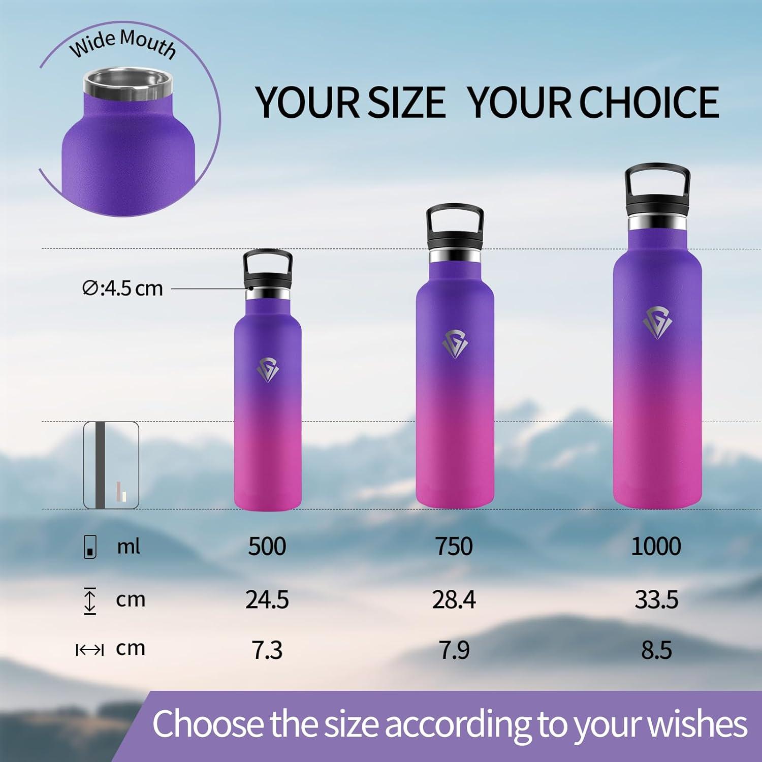 image:imageHoneyHolly Gourde Isotherme 500 ML Gourde INOX avec Paille Bouteille deau sans BPA Rutilisable AntiFuite Isolation sous Vide en Acier Inoxydable Double Paroi pour Enfants Adultes SportViolet Fonc Rose Rouge 1000 Ml