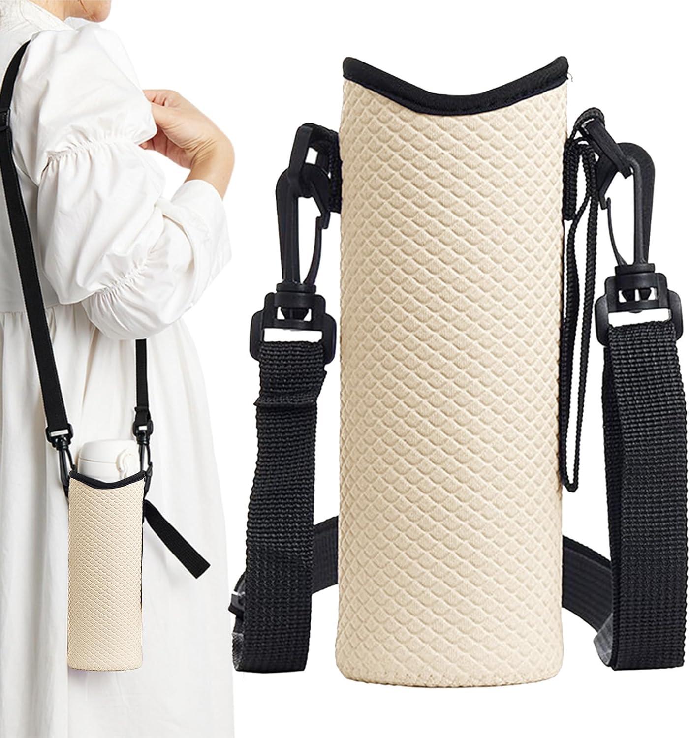 image:imageHousse pour BouteillePochette Bandoulire Isotherme GrandeSupport pour Bouteille dEau avec Sangle Pour Le Voyage Les Sports Le Cyclisme Le Camping La Randonne La Pche La Chasse LEscaladBeige
