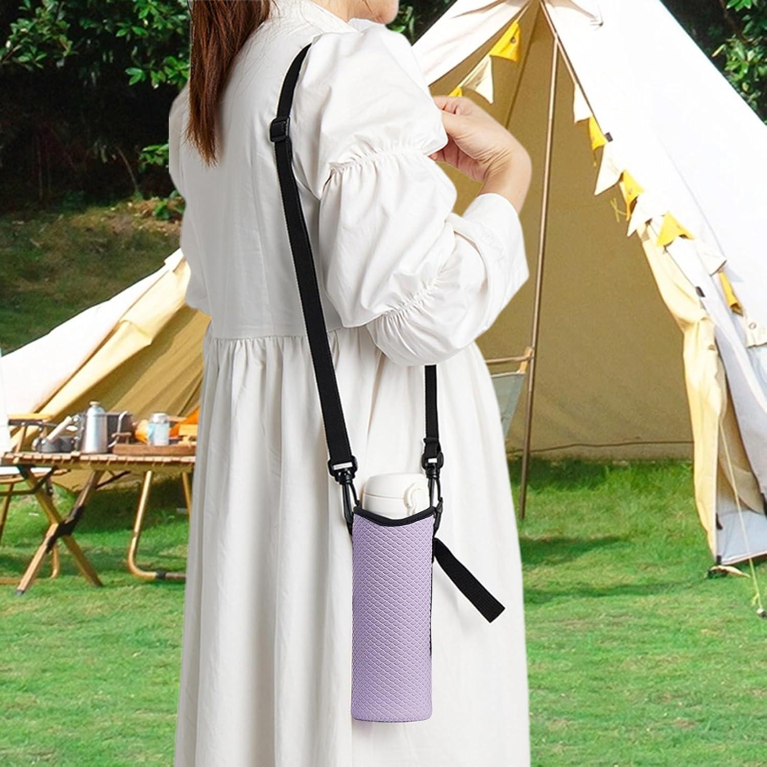 image:imageHousse pour BouteillePochette Bandoulire Isotherme GrandeSupport pour Bouteille dEau avec Sangle Pour Le Voyage Les Sports Le Cyclisme Le Camping La Randonne La Pche La Chasse LEscaladViolet