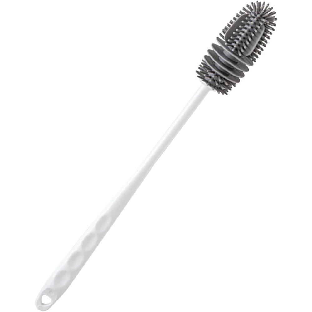 image:imageBrosse Nettoyeur  Rutilisable Brosse  Biberon en Silicone  MultiUsages Nettoyage  Manche Long pour  Bouteille deau Gourde Sport Verre BiberonBlanc