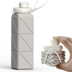 Bouteille d&rsquo;eau pliable en silicone – 610 ml – Légère, réutilisable, étanche – Pour voyage, camping, randonnée, cyclisme, yoga, sports de plein air (Noir)(Starlight)