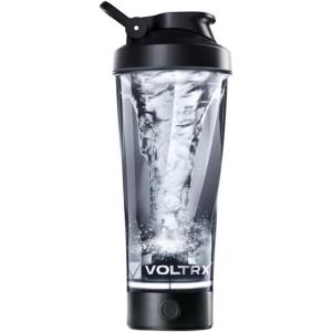 VOLTRX électrique Protéine Shaker, portable Vortex mélangeur, shaker tasse rechargeable par USB pour boissons protéinées, fabriqué avec Tritan, sans BPA, 600 ml(Black)