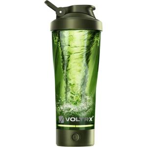 VOLTRX électrique Protéine Shaker, portable Vortex mélangeur, shaker tasse rechargeable par USB pour boissons protéinées, fabriqué avec Tritan, sans BPA, 600 ml(Green)